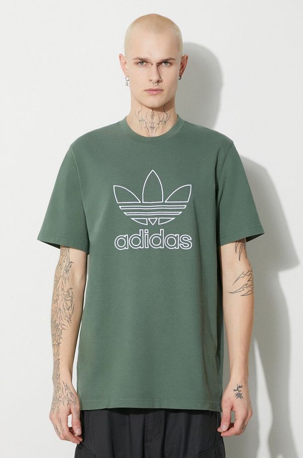 adidas Originals Pamučna majica adidas Originals Trefoil Tee za muškarce, boja: zelena, s aplikacijom, IR7993