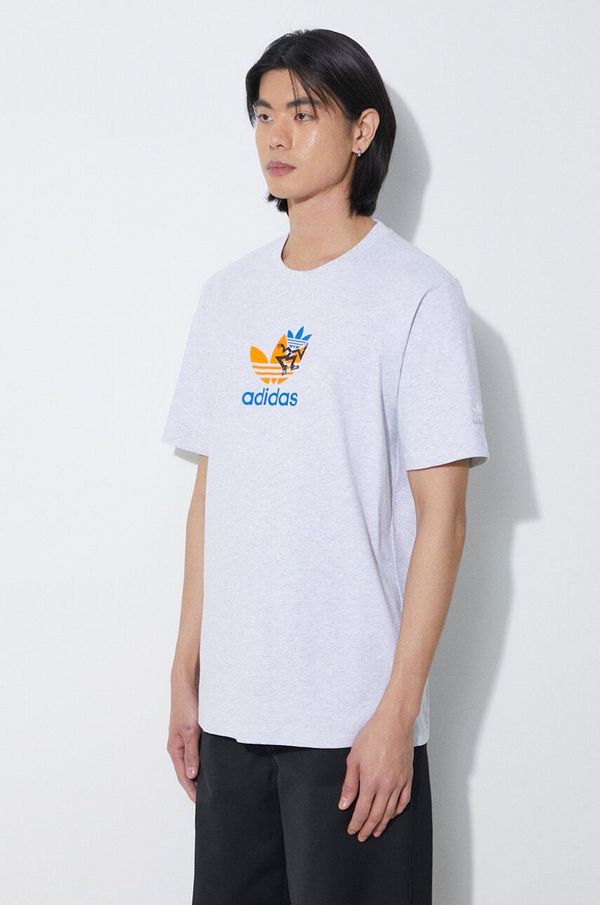 adidas Originals Pamučna majica adidas Originals za muškarce, boja: siva, s tiskom, IS2912