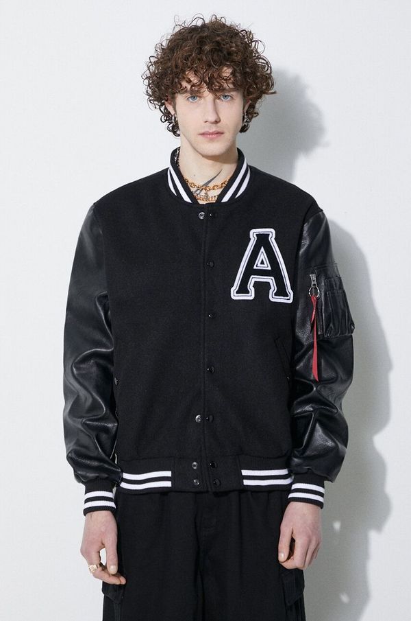 Alpha Industries Bomber jakna Alpha Industries PU College za muškarce, boja: crna, za prijelazno razdoblje, 146111