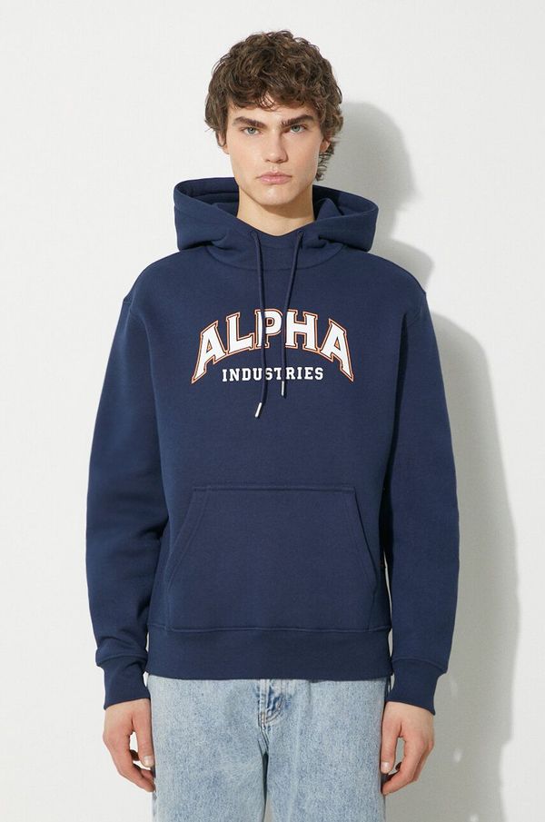 Alpha Industries Dukserica Alpha Industries College Hoody za muškarce, boja: tamno plava, s kapuljačom, s tiskom, 146331