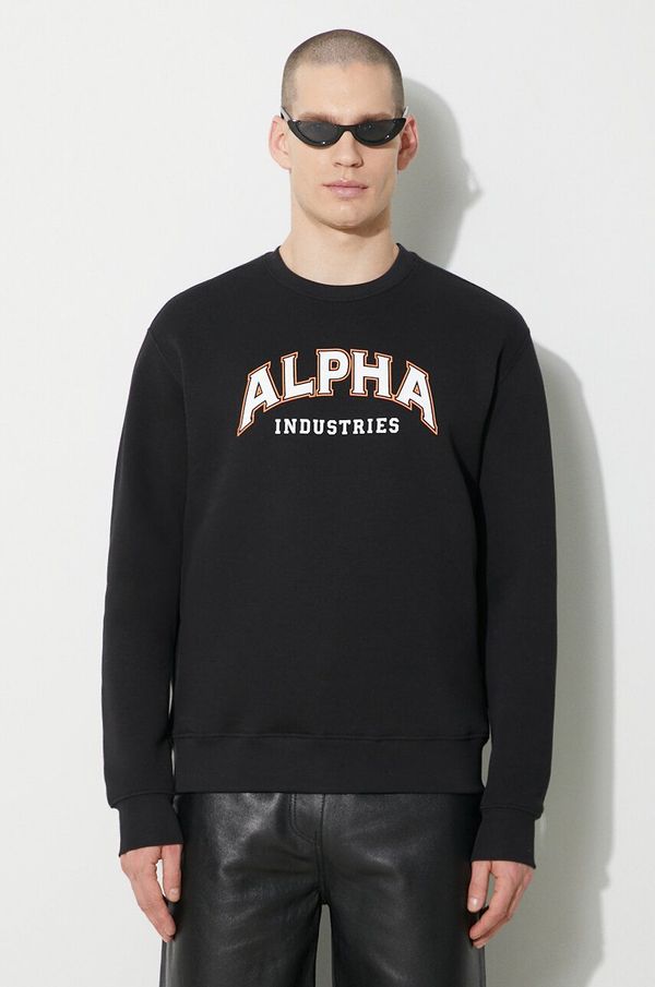 Alpha Industries Dukserica Alpha Industries College Sweater za muškarce, boja: crna, s tiskom, 146301