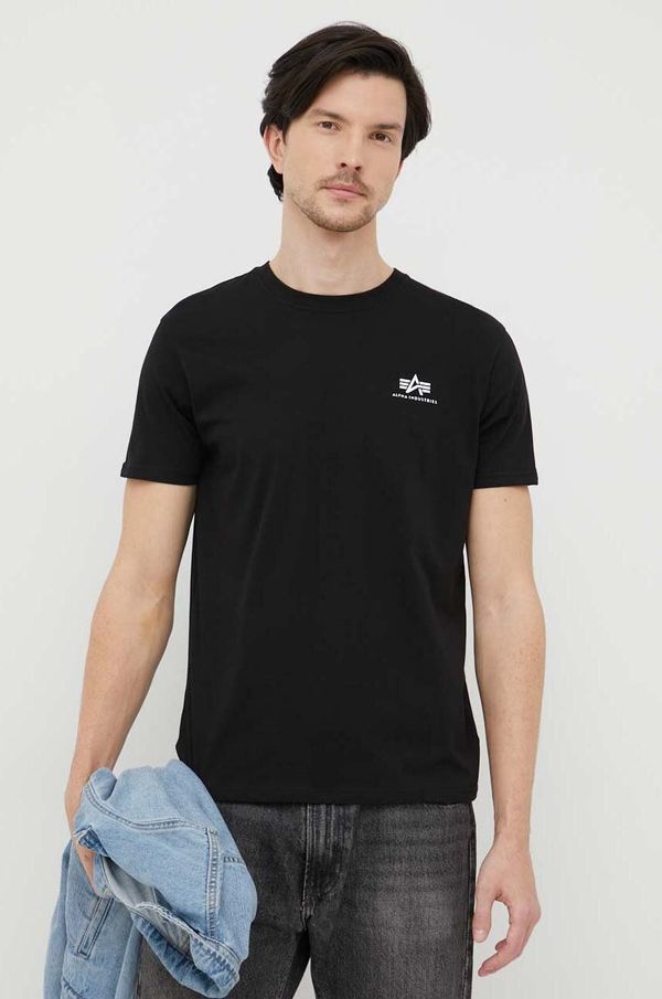 Alpha Industries Pamučna majica Alpha Industries Basic T Small Logo boja: crna, s tiskom, 188505.03-Black 188505.03