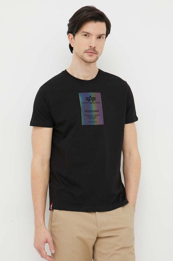 Alpha Industries Pamučna majica Alpha Industries boja: crna, s tiskom, 126501RR.03-Black