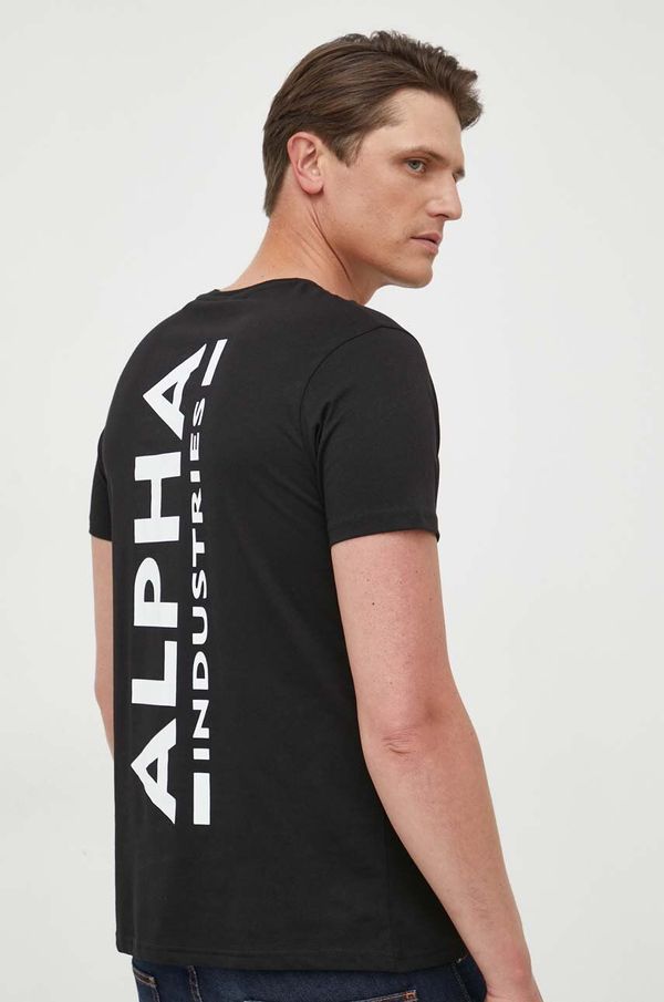 Alpha Industries Pamučna majica Alpha Industries boja: crna, s tiskom, 128507.03-black