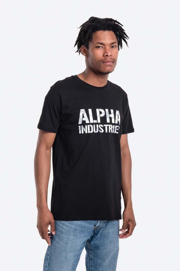 Alpha Industries Pamučna majica Alpha Industries boja: crna, s tiskom, 156513.95-black