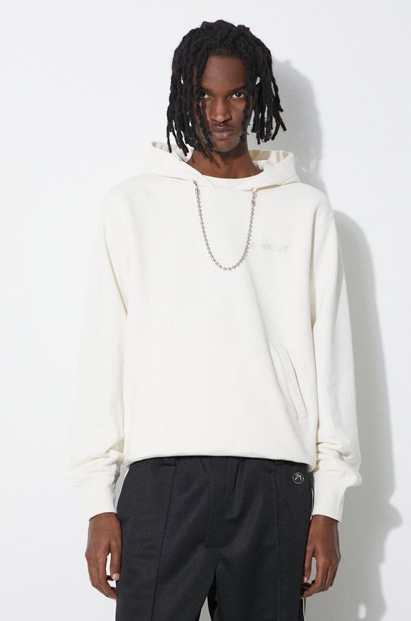 Ambush Pamučna dukserica AMBUSH Ballchain za muškarce, boja: bež, s kapuljačom, s aplikacijom, BMBB001S24FLE