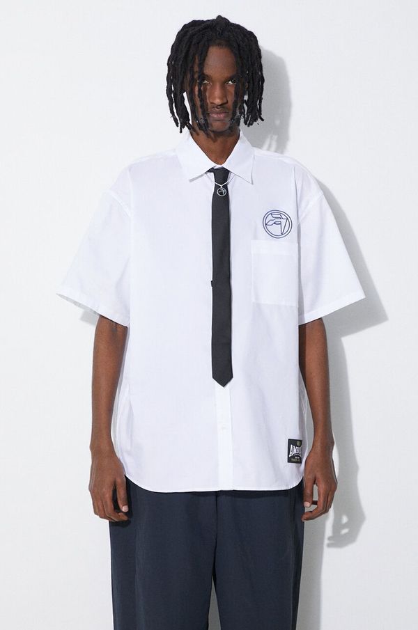 Ambush Pamučna košulja AMBUSH Circle Emblem S/S Shirt za muškarce, boja: bijela, relaxed, s klasičnim ovratnikom, BMGG001S24FAB