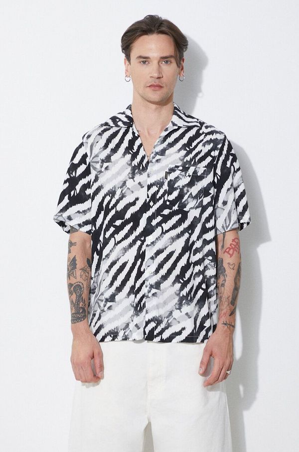 Aries Košulja Aries Hibiscus Hawaiian Shirt za muškarce, boja: crna, regular, s klasičnim ovratnikom, SUAR40108X