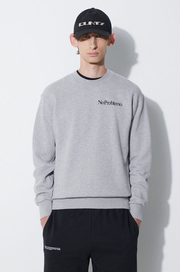 Aries Pamučna dukserica Aries za muškarce, boja: siva, s tiskom