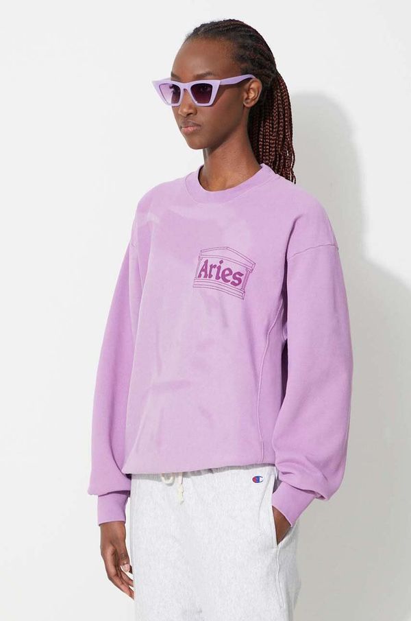 Aries Pamučna dukserica Aries za žene, boja: ljubičasta, s tiskom