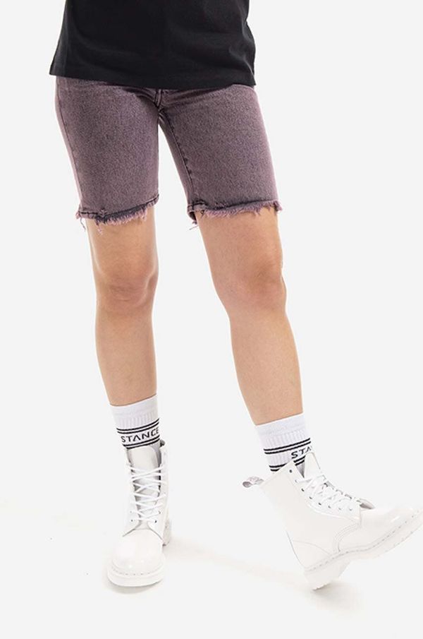 Aries Pamučne traper kratke hlače Aries Acid Wash Denim AAcid Short boja: ružičasta, s tiskom, visoki struk, AR30204-PINK