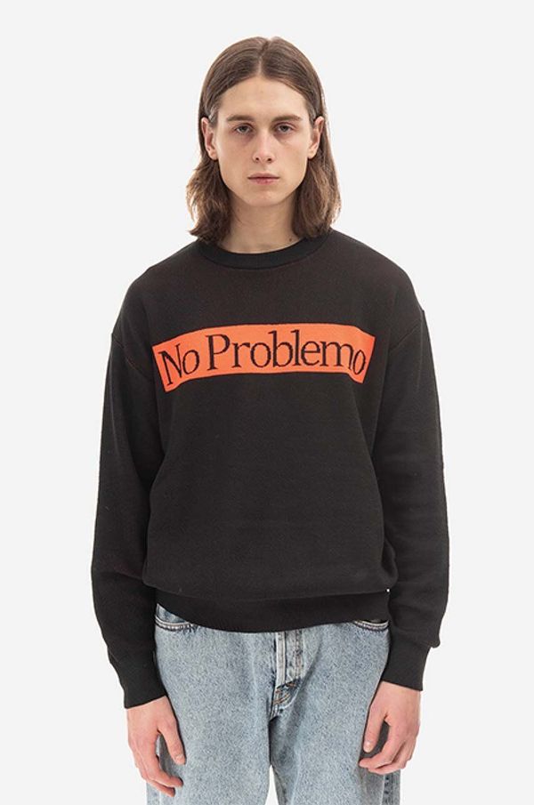 Aries Pulover Aries za muškarce, boja: crna, lagani, AR20019-BLACK