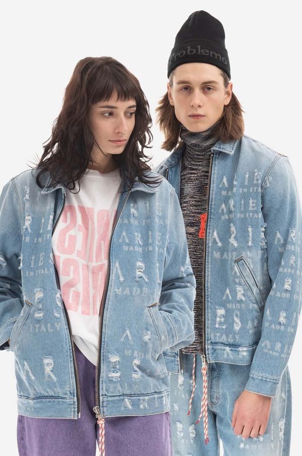 Aries Traper jakna Aries Destroyed Jean Jacket za muškarce, za prijelazno razdoblje, AR70001 BLUE