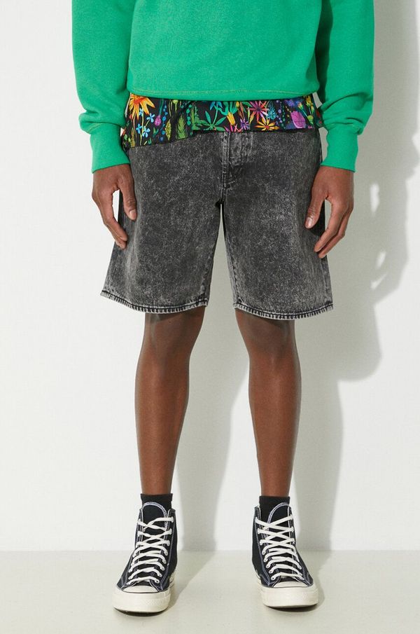 Aries Traper kratke hlače Aries Acid Wash Denim Short za muškarce, boja: crna, SUAR30204