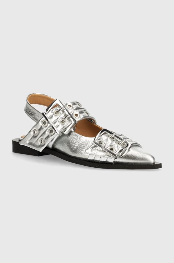 GANNI Balerinke GANNI Feminine Buckle Ballerina Metallic boja: srebrna, s otvorenom petom, S2725