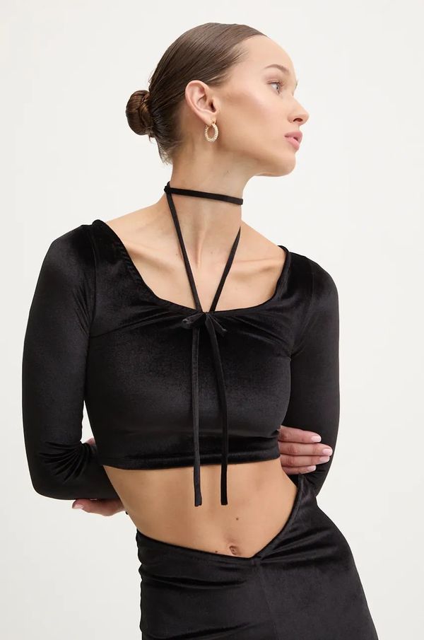 Fiorucci Baršunasta majica dugih rukava Fiorucci boja: crna, W01FMTLO115VR01BK01