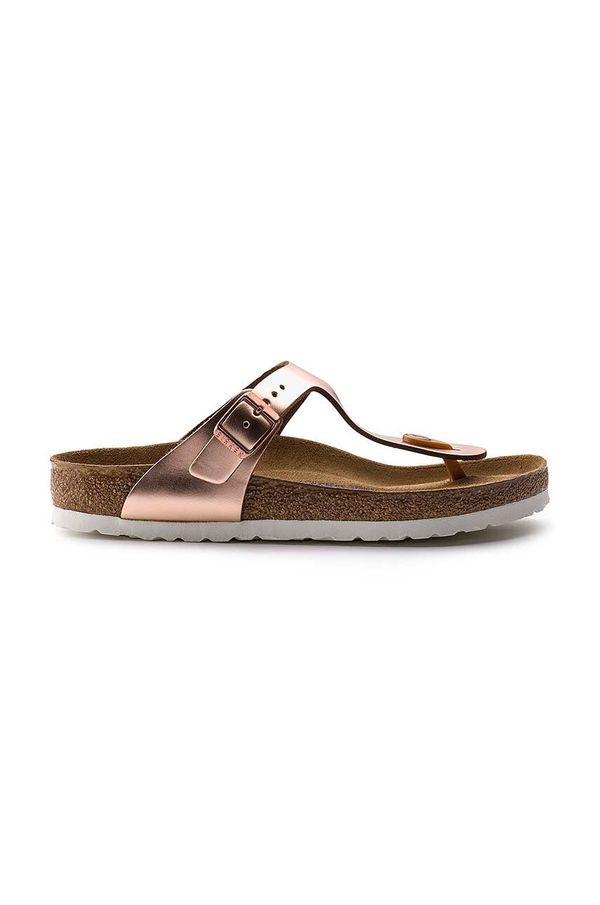 Birkenstock Kožne japanke Birkenstock Gizeh za žene, boja: ružičasta, ravna potpetica, 1005049-met.copper
