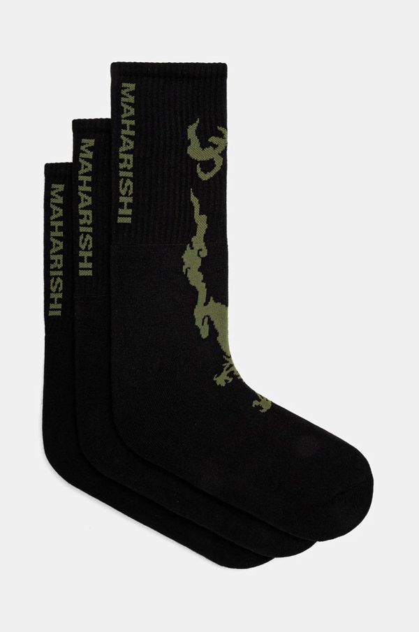Maharishi Čarape Maharishi Bonsai Dragon Sport Socks 3 Pack 3-pack za muškarce, boja: crna, 1402.BLACK