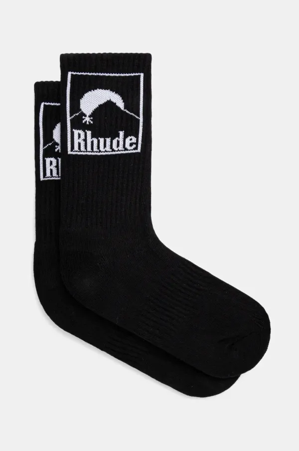 RHUDE Čarape RHUDE Moonlight Badge za muškarce, boja: crna, RHPS25SO06117