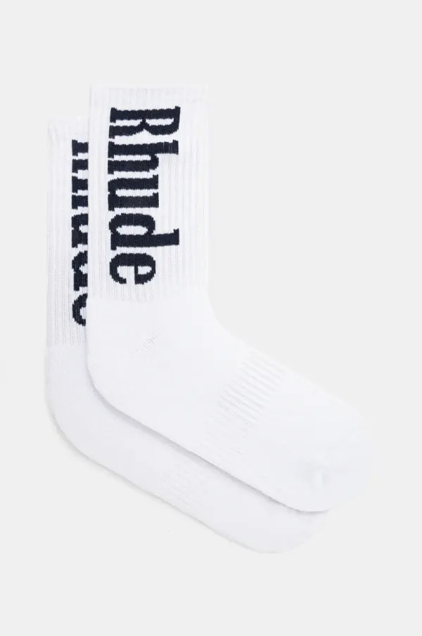 RHUDE Čarape RHUDE Vertical Logo za muškarce, boja: bijela, RHPS25SO02117