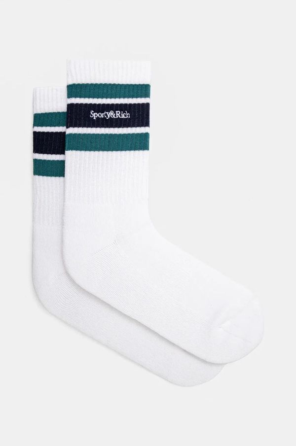 Sporty & Rich Čarape Sporty & Rich Serif Logo Striped boja: bijela, AC004516300WH27