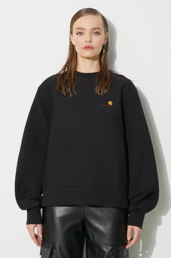 Carhartt WIP Dukserica Carhartt WIP American Script Sweat za žene, boja: crna, bez uzorka, I033649.89XX