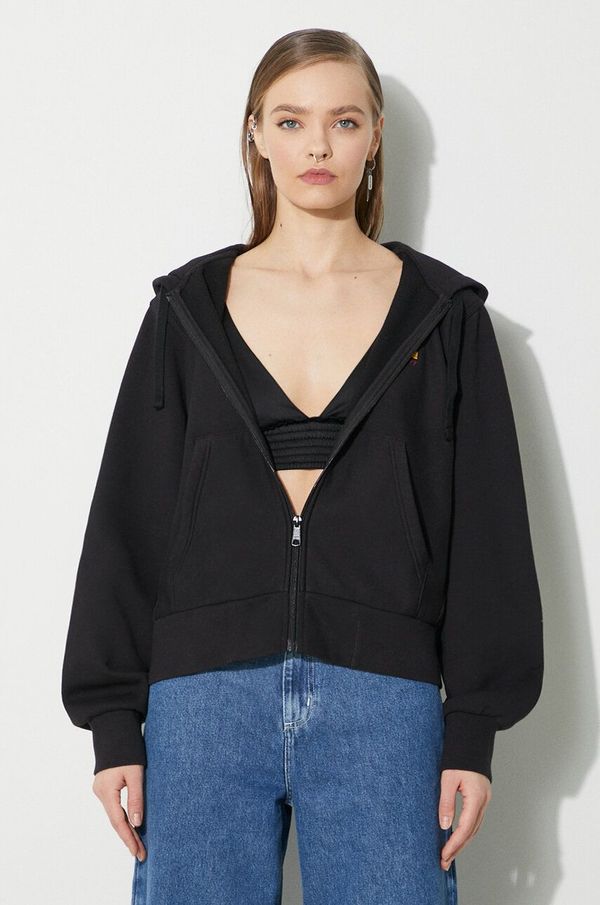 Carhartt WIP Dukserica Carhartt WIP Hd American Scr. Jacket za žene, boja: crna, s kapuljačom, s aplikacijom, I033057.89XX