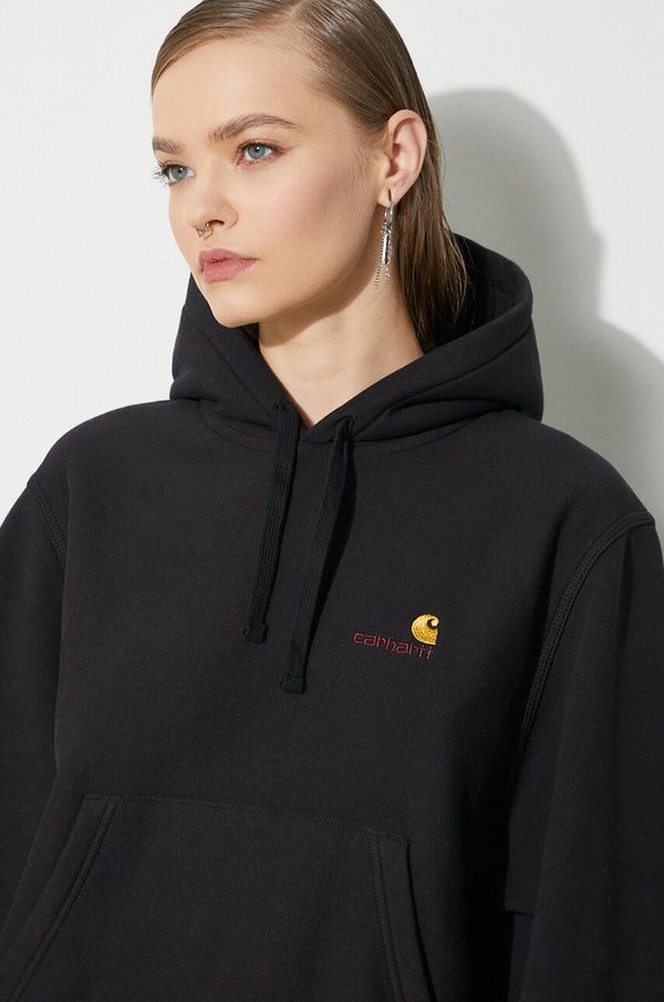 Carhartt WIP Dukserica Carhartt WIP HD American Script Sweat za žene, boja: crna, s kapuljačom, s aplikacijom, I033650.89XX