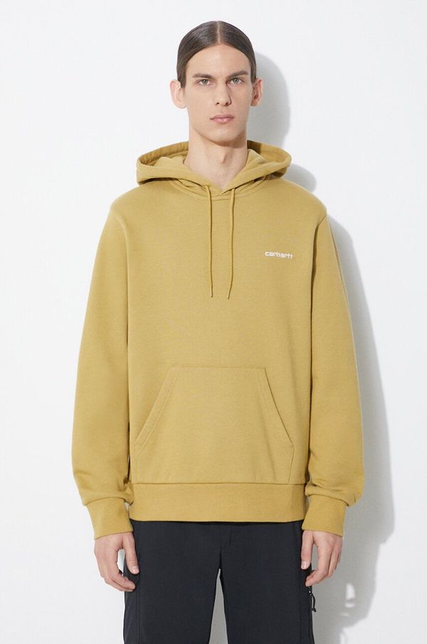 Carhartt WIP Dukserica Carhartt WIP Hooded Script Embroidery Sweat za muškarce, boja: bež, s kapuljačom, bez uzorka, I033658.22WXX