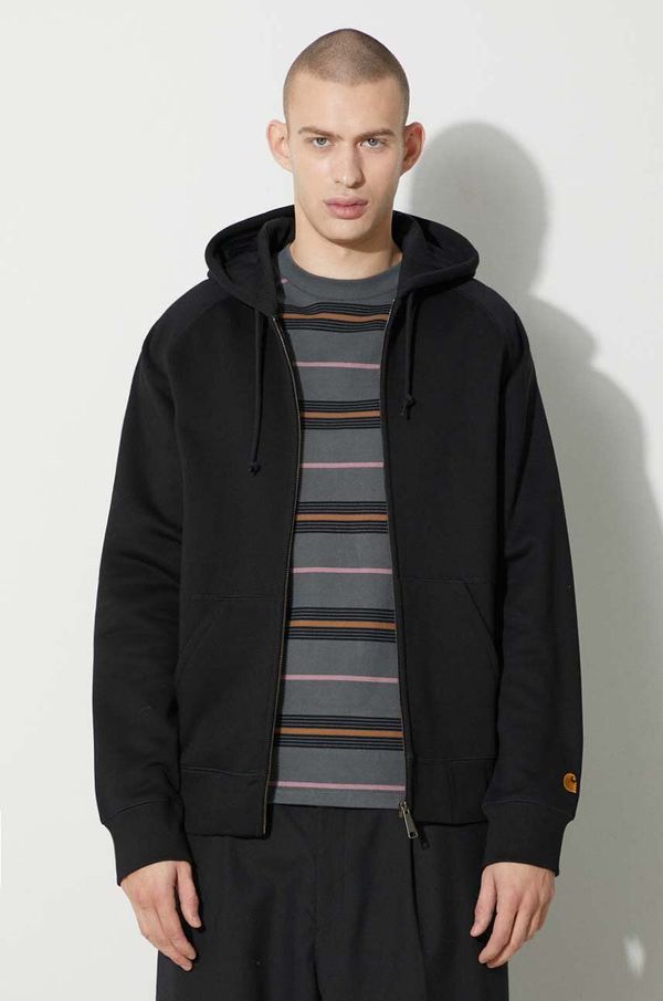 Carhartt WIP Jakna Carhartt WIP Hooded Chase Jacket za muškarce, boja: crna, s kapuljačom, bez uzorka, I033664.00FXX