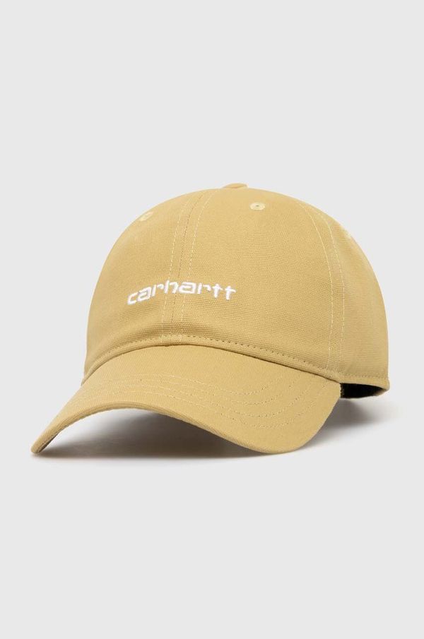 Carhartt WIP Pamučna kapa sa šiltom Carhartt WIP Canvas Script Cap boja: bež, bez uzorka, I028876.22WXX