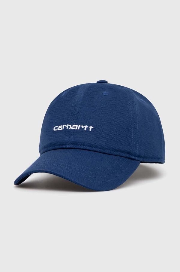 Carhartt WIP Pamučna kapa sa šiltom Carhartt WIP Canvas Script Cap boja: tamno plava, s aplikacijom, I028876.22TXX