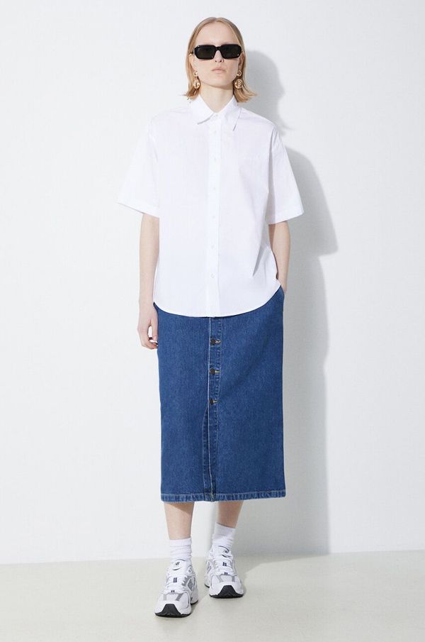 Carhartt WIP Pamučna košulja Carhartt WIP Jaxon za žene, boja: bijela, relaxed, s klasičnim ovratnikom, I033080.0MGXX