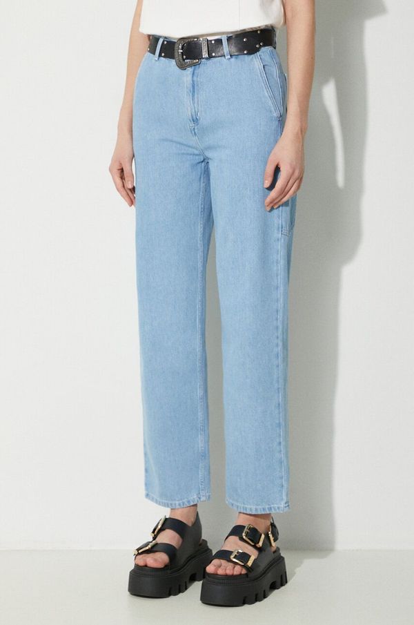 Carhartt WIP Traperice Carhartt WIP Pierce Pant Straight za žene, visoki struk, I031251.112