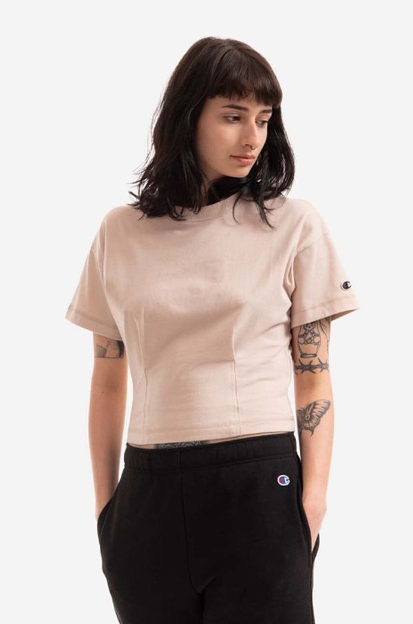 Champion Pamučna majica Champion Crewneck boja: bež, 115142-WW001