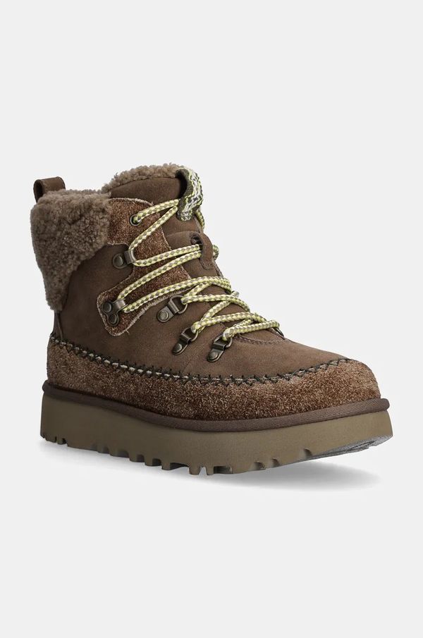 Ugg Čizme za snijeg od brušene kože UGG Classic Alpine Lace Up boja: smeđa, 1158271-HCK