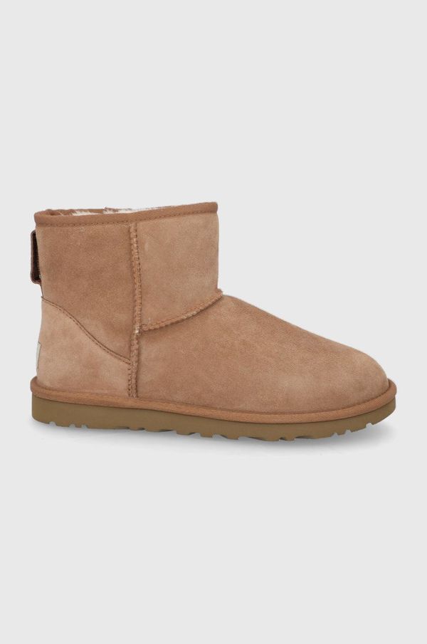 Ugg čizme za snijeg od brušene kože UGG Classic Mini za muškarce, boja: smeđa