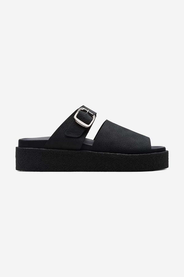 Clarks Originals Kožne natikače Clarks Crepe Slide za žene, boja: crna, s platformom, 26172567