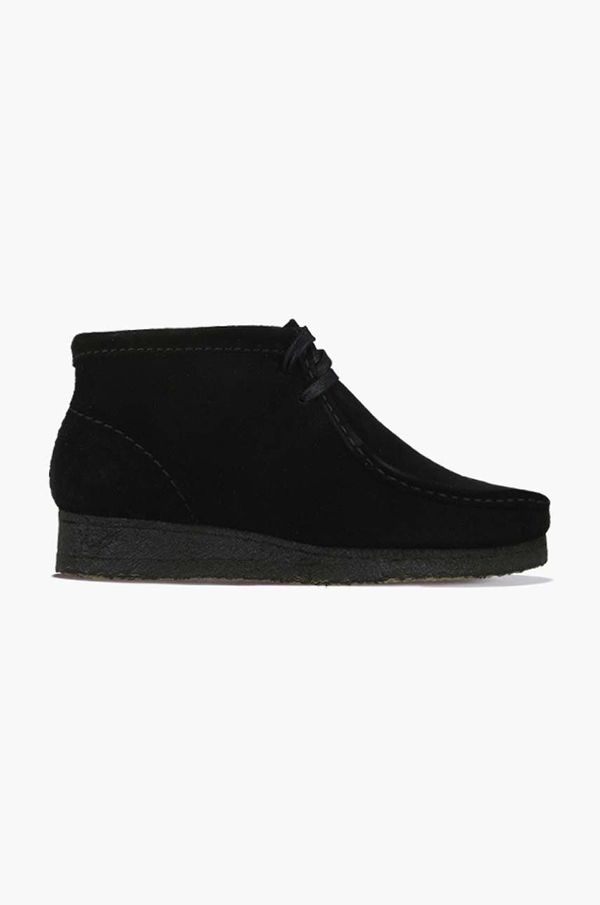 Clarks Originals Mokasinke od brušene kože Clarks Wallabee Boot boja: crna, ravni potplat, 26155521