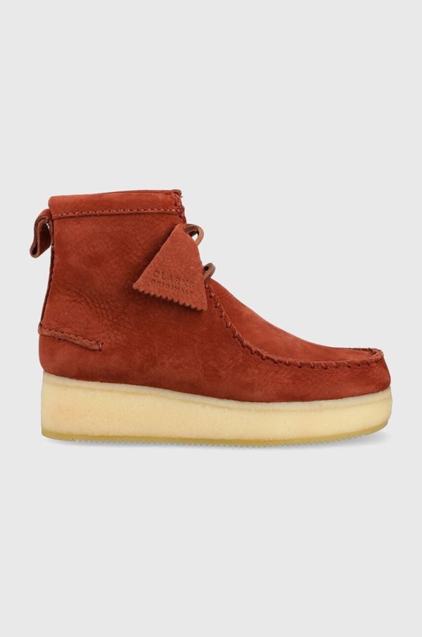 Clarks Originals Mokasinke od brušene kože Clarks Wallabee Craft za žene, boja: crna, klin peta, 26163275