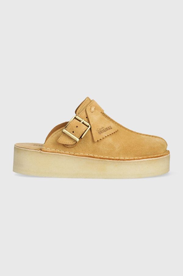 Clarks Originals Natikače od brušene kože Clarks Originals Trek Wedge Mule za žene, boja: smeđa, s platformom, 26175870