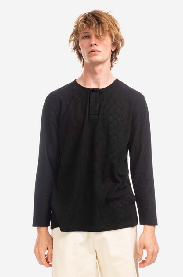 CLOTTEE Majica dugih rukava CLOTTEE Frog Knot Henley za muškarce, boja: crna, glatki model, CTLS1006.BLACK-BLACK