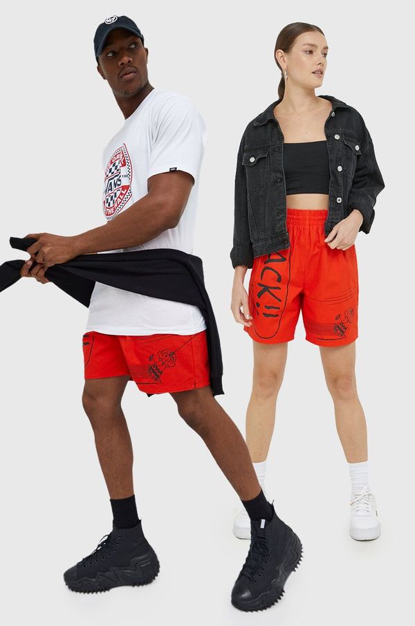 Converse Pamučne kratke hlače Converse boja: crvena, s tiskom, 10024377.A01-SIGNALRED