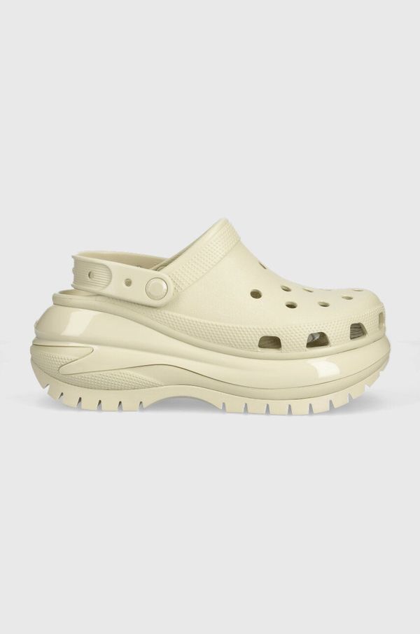 Crocs Natikače Crocs Classic Mega Crush Clog za žene, boja: bež, s platformom, 207988