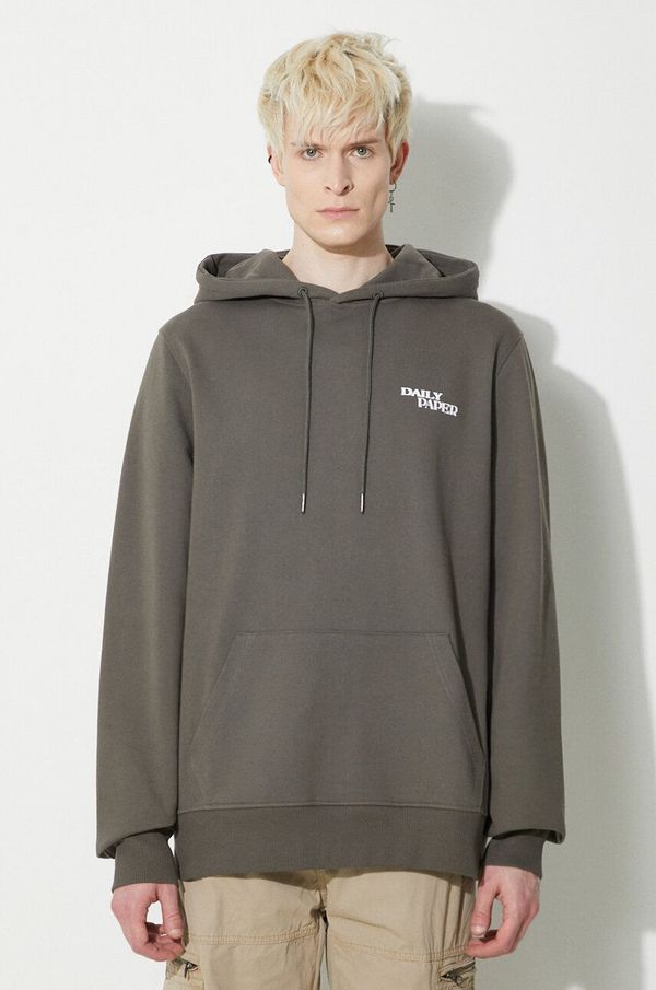 Daily Paper Pamučna dukserica Daily Paper Hand In Hand Hoodie za muškarce, boja: zelena, s kapuljačom, s tiskom, 2411101