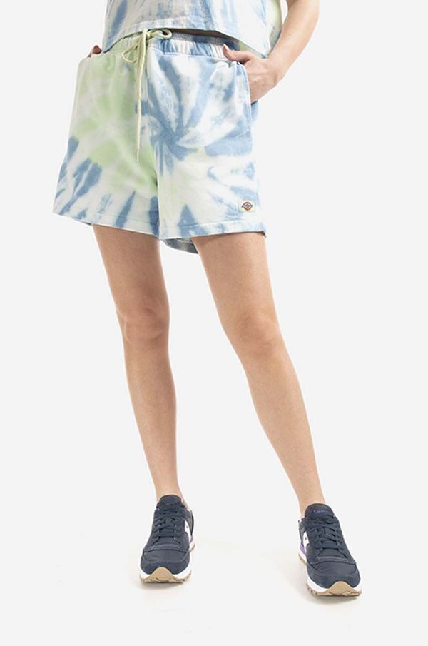 Dickies Pamučne kratke hlače Dickies boja: zelena, s uzorkom, visoki struk, DK0A4XNLC34-celadonGRE