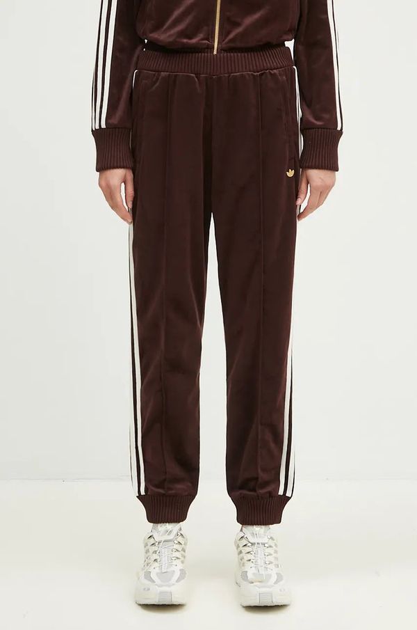 adidas Originals Donji dio trenirke adidas Originals Velvet Track Pant boja: smeđa, bez uzorka, IX0962