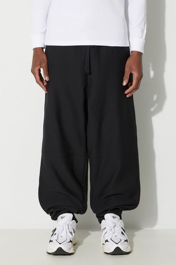 Carhartt WIP Donji dio trenirke Carhartt WIP American Script Jogging Pant boja: crna, bez uzorka, I027042.89XX