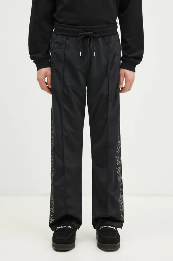 PLEASURES Donji dio trenirke od velura PLEASURES Unquote Velour Track boja: crna, s uzorkom, P24W028