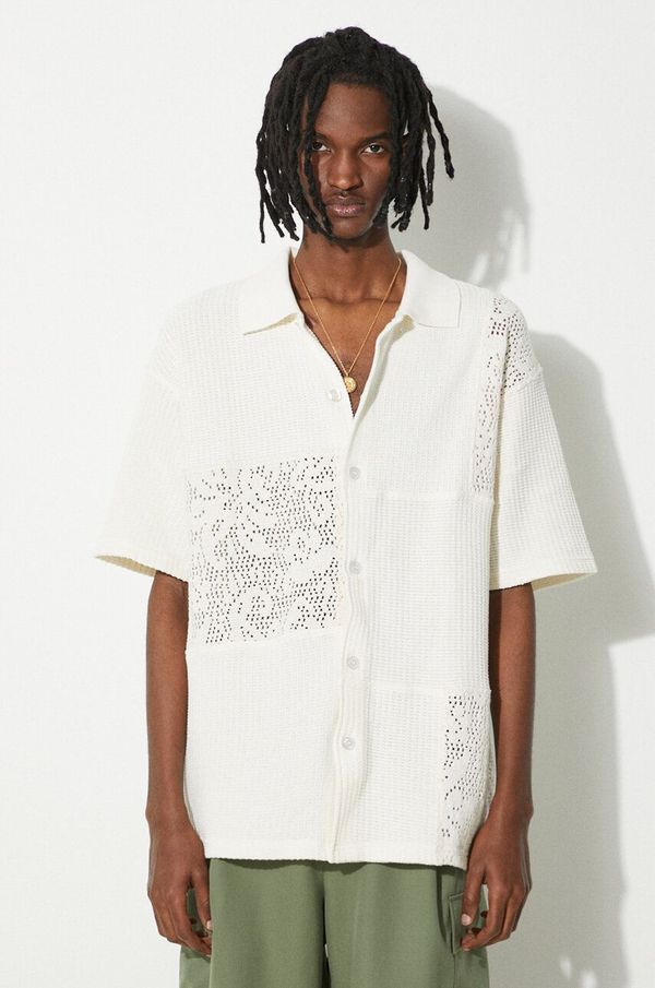 Drôle de Monsieur Pamučna košulja Drôle de Monsieur La chemise Patchwork za muškarce, boja: bež, relaxed, s klasičnim ovratnikom, D-SH159-CO141-CM